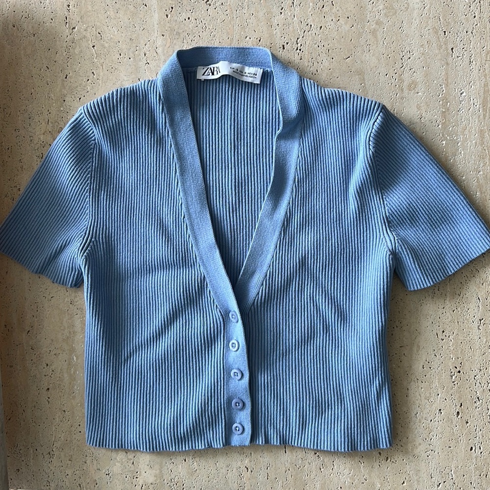 Zara Knit button up crop top
